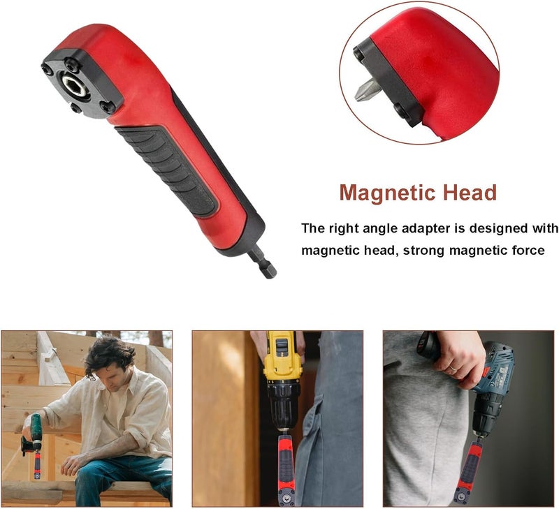 Ragyzity Right Angle Drill Attachment Electric Screwdriver Repair 90 Degree Corner Device, ABS Handle Screwdriver Socket Adapter Shockwave Impact Duty Right Angle Attachment (Red,black) - Image 5
